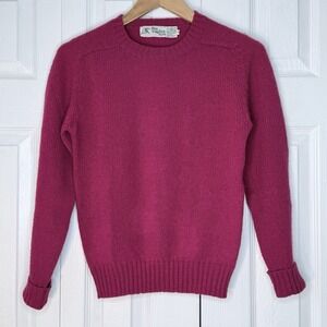 Eagle's Eye Vintage Shetland Wool Sweater Pink Crew Neck Colorful Knit 36 Small